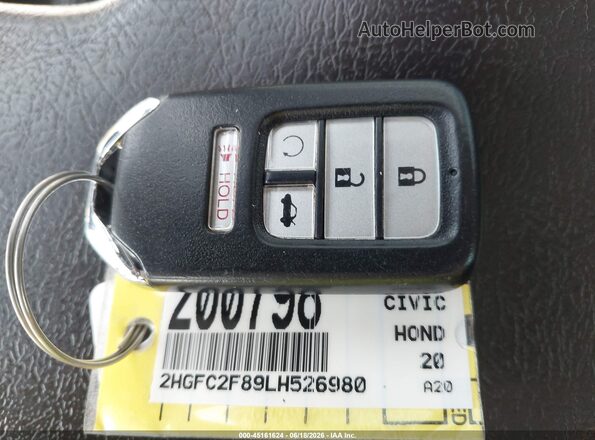 2HGFC2F89LH526980 2020 HONDA CIVIC White Widok deski rozdzielczej