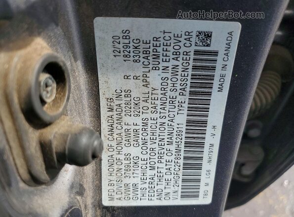 2HGFC2F89MH528911 2021 HONDA CIVIC Gray Вид підкапотного простору