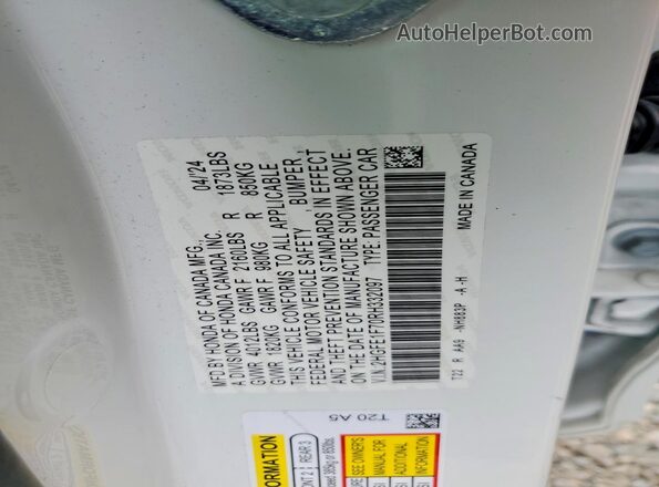 2HGFE1F70RH332097 2024 HONDA CIVIC White Vista del compartimento del motor