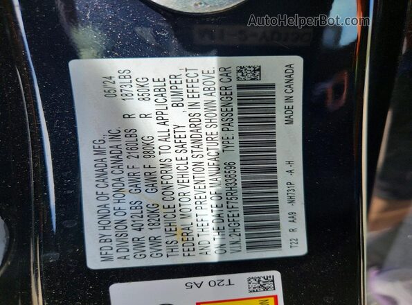 2HGFE1F75RH336596 2024 HONDA CIVIC Черный 