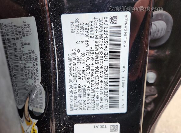 2HGFE1F96RH337452 2024 HONDA CIVIC Black 