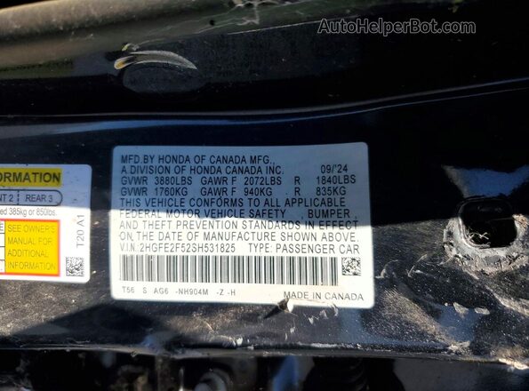 2HGFE2F52SH531825 2025 HONDA CIVIC Charcoal 
