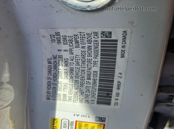 2HGFE2F55NH610538 2022 HONDA CIVIC Белый 