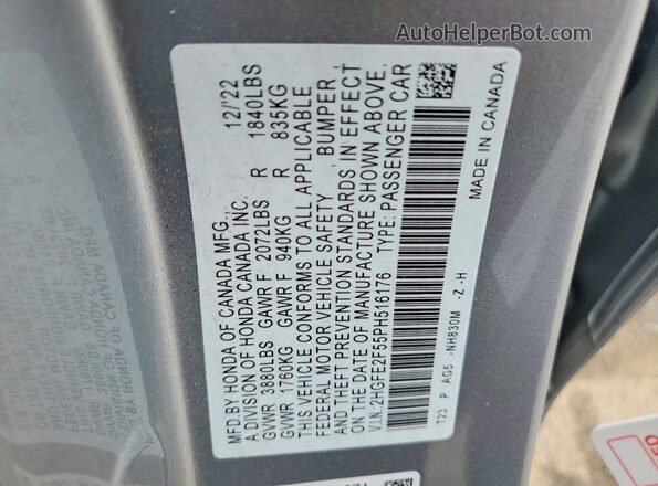 2HGFE2F55PH516176 2023 HONDA CIVIC Silver ძრავის განყოფილების ხედი