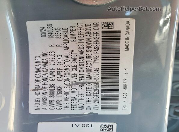 2HGFE2F55RH562545 2024 HONDA CIVIC Gray Շարժիչի բաժամունքի տեսք