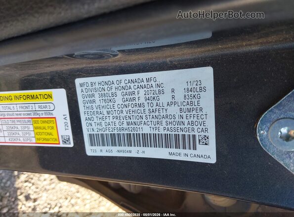 2HGFE2F58RH526011 2024 HONDA CIVIC Серый Вид подкапотного пространства