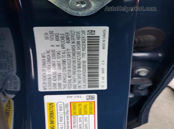 2HGFE4F85SH306188 2025 HONDA CIVIC Синий 