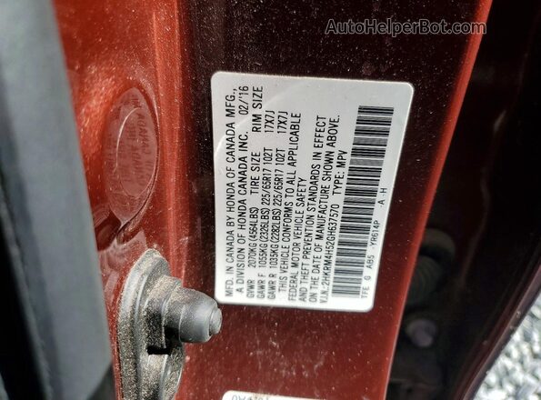 2HKRM4H52GH637570 2016 HONDA CR-V Бордовый 