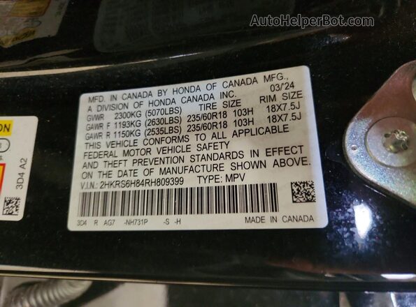 2HKRS6H84RH809399 2024 HONDA CR-V Black 