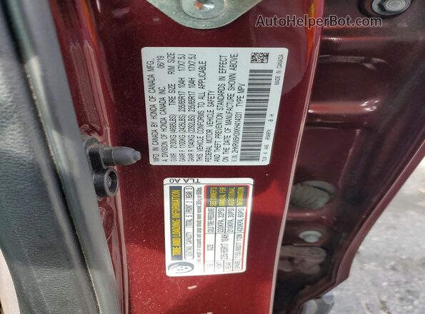 2HKRW5H3XKH414331 2019 HONDA CR-V Бордовый Панорамный вид салона 360°