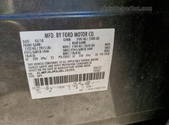 2LMPJ6JR6JBL35355 2018 LINCOLN MKX Gray 360 interior view