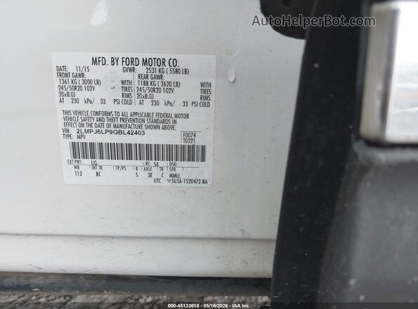 2LMPJ6LP9GBL42403 2016 LINCOLN MKX White Շարժիչի բաժամունքի տեսք