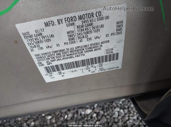 2LMPJ6LR0HBL18770 2017 LINCOLN MKX Бежевый Вид подкапотного пространства