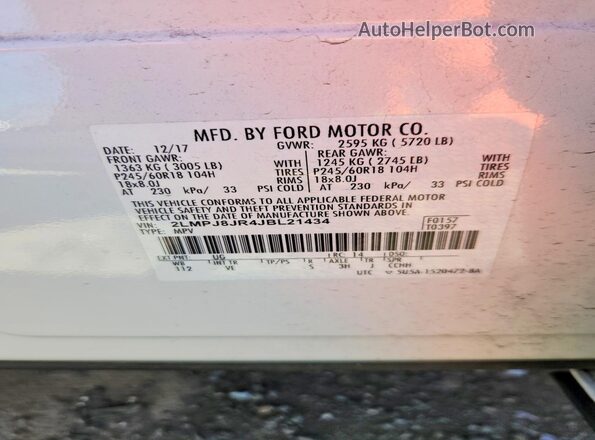 2LMPJ8JR4JBL21434 2018 LINCOLN MKX White 