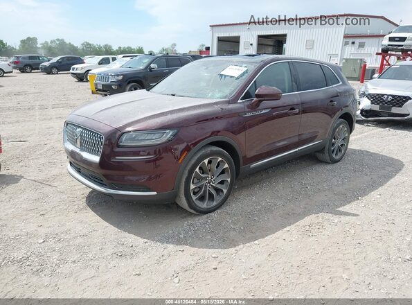 2LMPJ8K94MBL13983 2021 LINCOLN NAUTILUS Maroon წინა მარცხენა ხედი სამი მეოთხედიდან