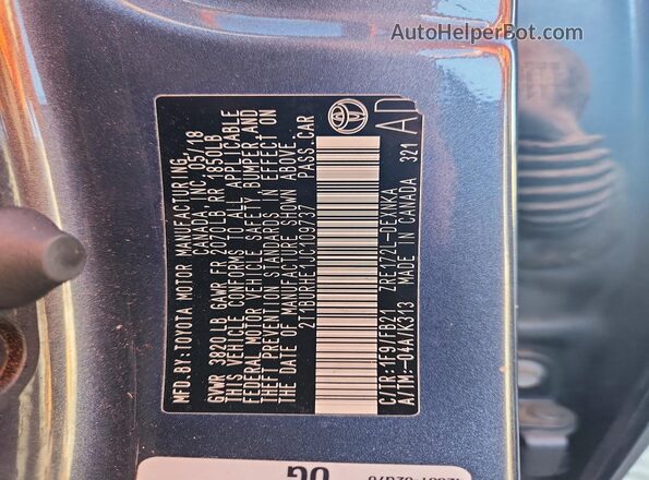 2T1BURHE1JC109737 2018 TOYOTA COROLLA Синий 