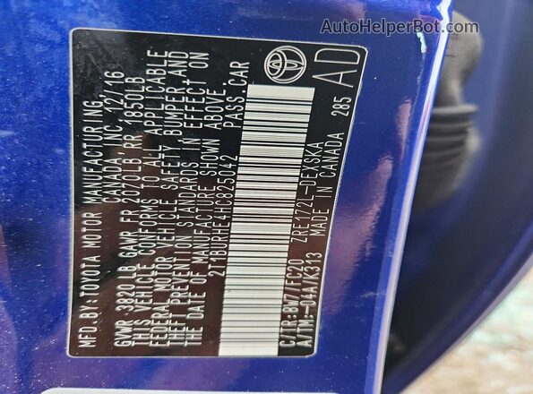 2T1BURHE4HC825042 2017 TOYOTA COROLLA Blue 
