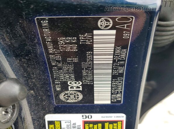 2T1BURHE4JC975979 2018 TOYOTA COROLLA Blue Engine compartment view