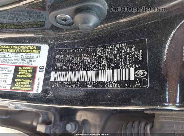 2T1BURHE5GC584882 2016 TOYOTA LL Black Widok komory silnika