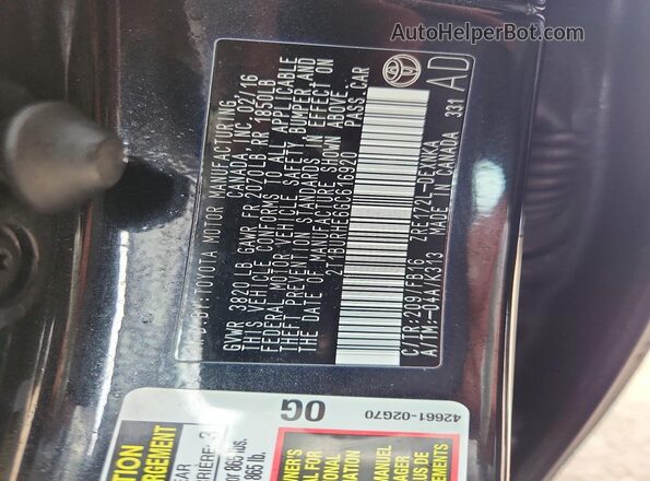 2T1BURHE6GC616920 2016 TOYOTA COROLLA Black 