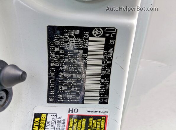 2T1BURHE7GC736029 2016 TOYOTA COROLLA White 