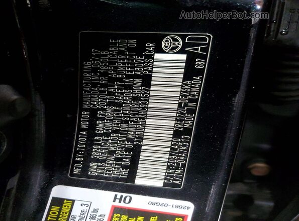 2T1BURHEXHC931527 2017 TOYOTA COROLLA Black 