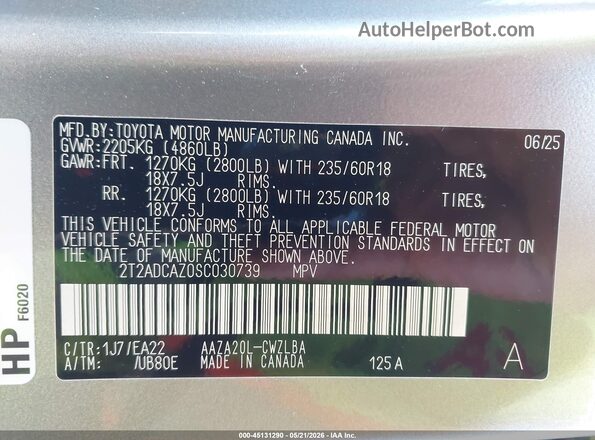 2T2ADCAZ0SC030739 2025 LEXUS NX 250 Silver Vista del compartimento del motor