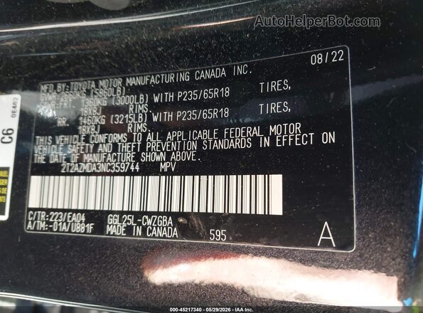 2T2AZMDA3NC359744 2022 LEXUS RX 350 Black Շարժիչի բաժամունքի տեսք