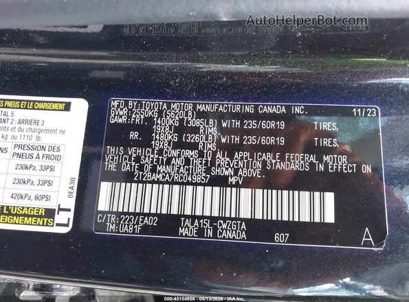 2T2BAMCA7RC049857 2024 LEXUS RX 350 Black Вид підкапотного простору