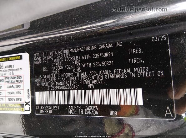 2T2BBMCA0SC083481 2025 LEXUS RX 350H Black Engine compartment view