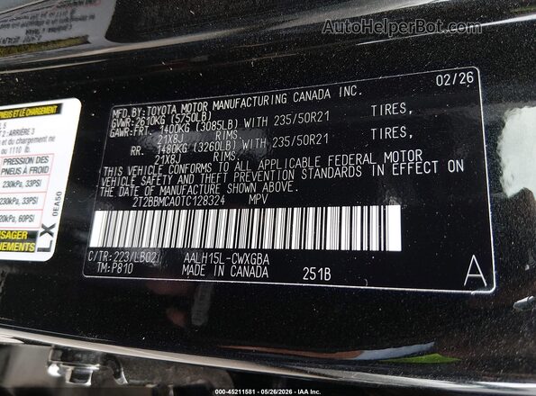 2T2BBMCA0TC128324 2026 LEXUS RX 350H Черный Вид подкапотного пространства