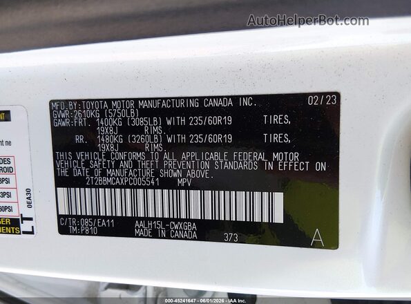 2T2BBMCAXPC005541 2023 LEXUS RX 350H White Vista del compartimento del motor
