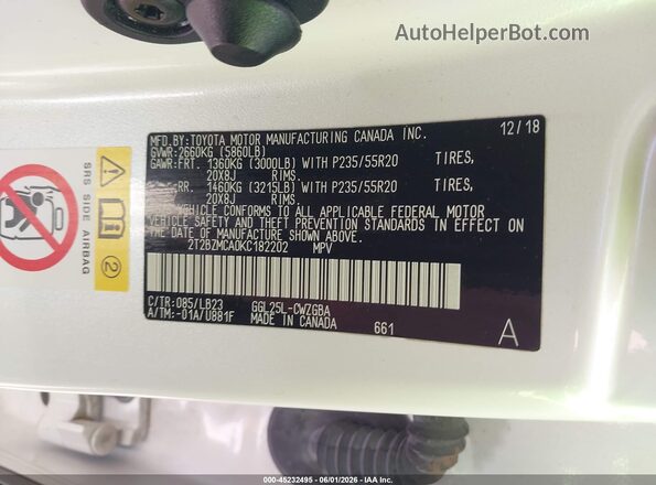 2T2BZMCA0KC182202 2019 LEXUS RX 350 White 
