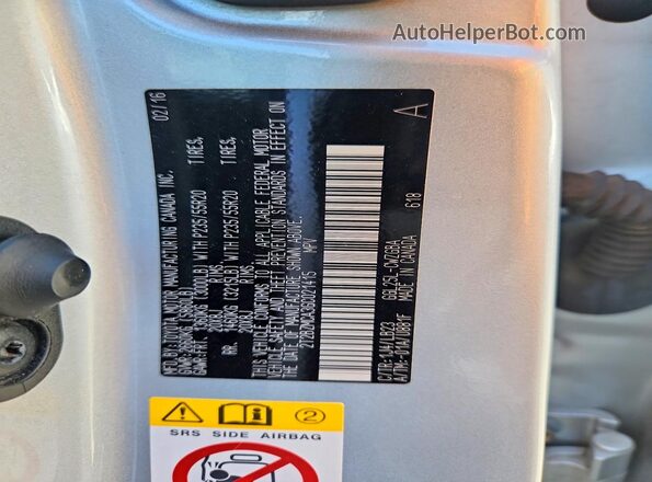2T2BZMCA3GC021415 2016 LEXUS RX Silver Vista del compartimento del motor