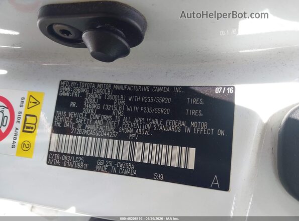 2T2BZMCA5GC044257 2016 LEXUS RX 350 White Вид підкапотного простору