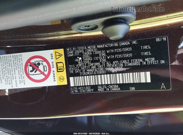 2T2BZMCA7JC159093 2018 LEXUS RX 350 Brown ძრავის განყოფილების ხედი