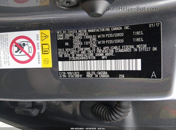 2T2BZMCA9HC076128 2017 LEXUS RX 350 Gray Widok komory silnika