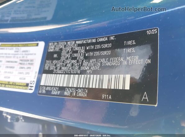 2T2GGCEZ1TC103016 2026 LEXUS NX 350 Blue Vista del compartimento del motor