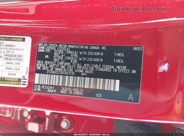 2T2GGCEZ3RC043135 2024 LEXUS NX 350 Red Widok komory silnika