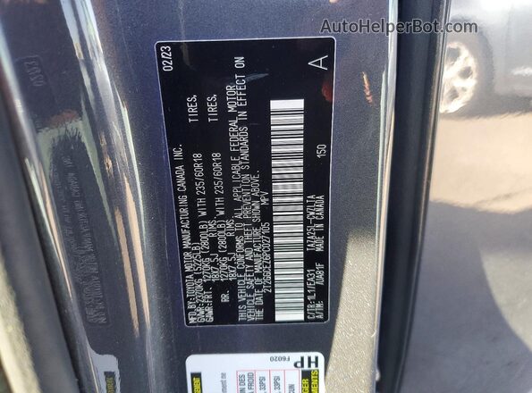 2T2GGCEZ6PC027105 2023 LEXUS NX Серый Вид наклейки с VIN-кодом