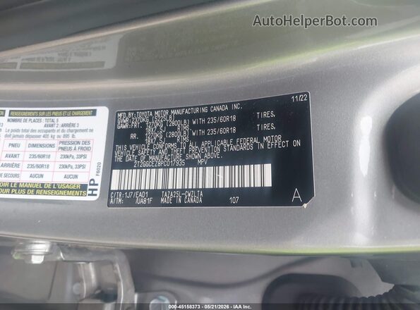 2T2GGCEZ8PC017935 2023 LEXUS NX 350 Серый Вид подкапотного пространства
