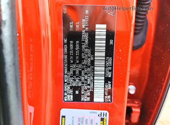 2T2GGCEZ8PC021712 2023 LEXUS NX Burgundy VIN կոդի պիտակի տեսք