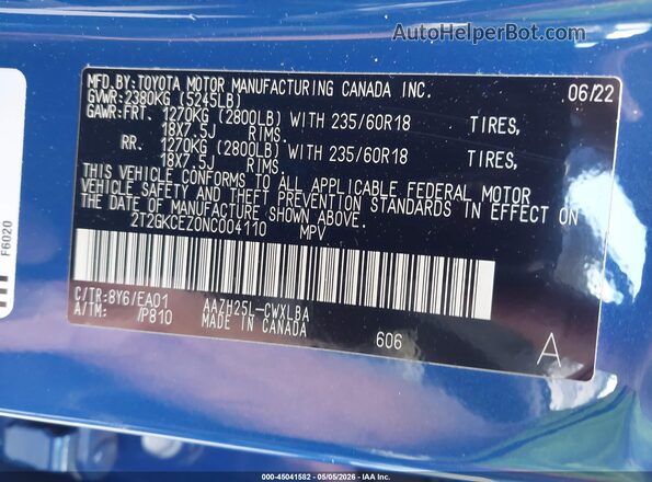 2T2GKCEZ0NC004110 2022 LEXUS NX 350H Blue Շարժիչի բաժամունքի տեսք