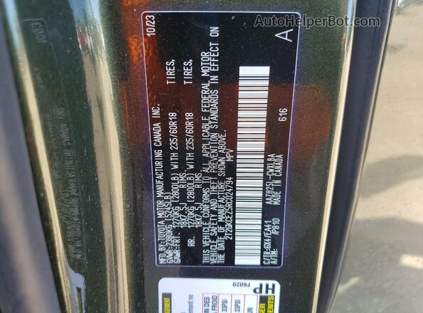2T2GKCEZ5RC024794 2024 LEXUS NX Green VIN კოდის სტიკერის ხედი
