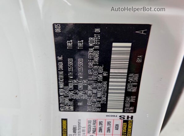 2T2GKCEZ7TC058646 2026 LEXUS NX White VIN կոդի պիտակի տեսք