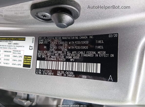 2T2HZMAA8LC168059 2020 LEXUS RX 350 Champagne Engine compartment view