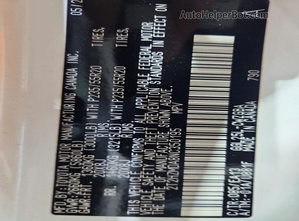 2T2HZMDA8NC350195 2022 LEXUS RX White VIN sticker view