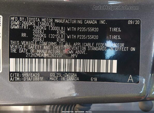 2T2HZMDA9MC262237 2021 LEXUS RX 350 Gray Շարժիչի բաժամունքի տեսք