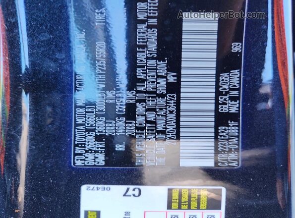 2T2HZMDAXNC364423 2022 LEXUS RX Black Вид наклейки з VIN-кодом