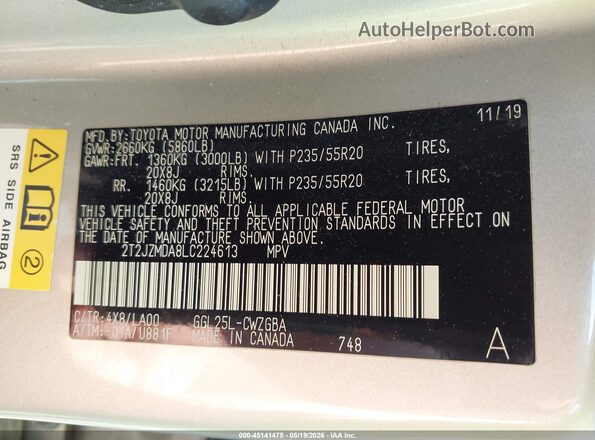 2T2JZMDA8LC224613 2020 LEXUS RX 350 Silver Engine compartment view